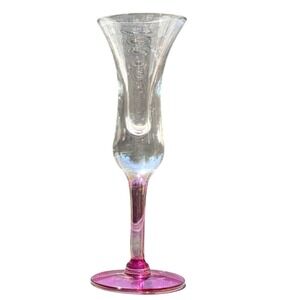 Vintage Hand Blown Pink Stem Cordial Glass Trumpet Liqueur Schnapps 6.25 inch